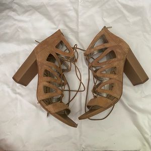 SAM EDELMAN LACE UP SHOES HEELS STRAPPY SANDALS BLOCK SANDALS SIZE 9.5